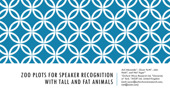 zoo plots for speaker recognition