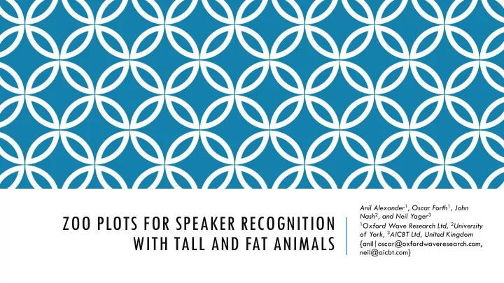 zoo plots for speaker recognition