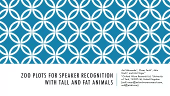 ZOO PLOTS FOR SPEAKER RECOGNITION 1 Oxford Wave Research Ltd, 2 University of York, 3 AICBT Ltd,
