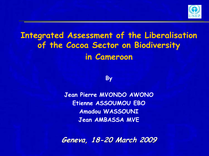 integrated assessment of the liberalisation of the cocoa