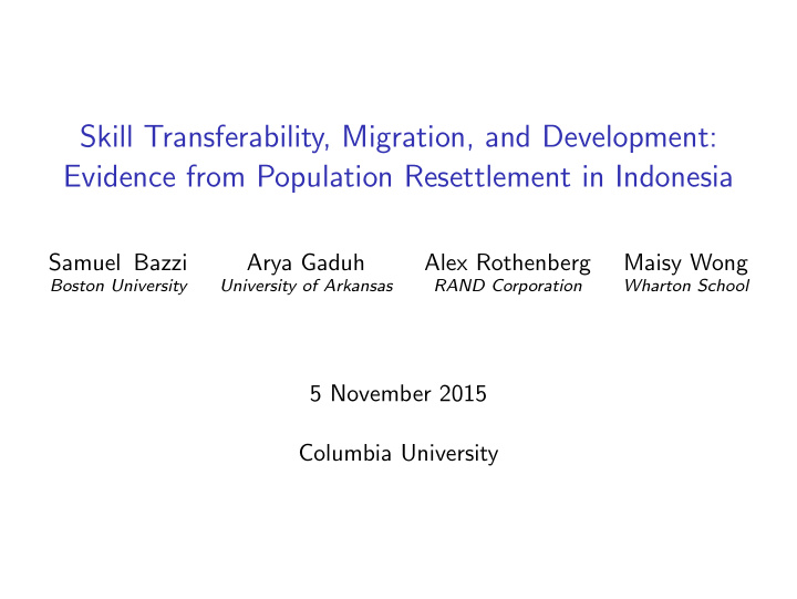 skill transferability migration and development evidence