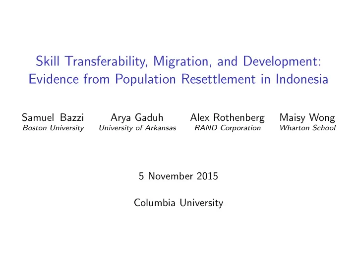 skill transferability migration and development evidence