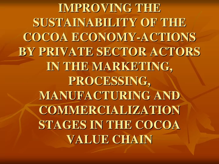 improving the improving the sustainability of the