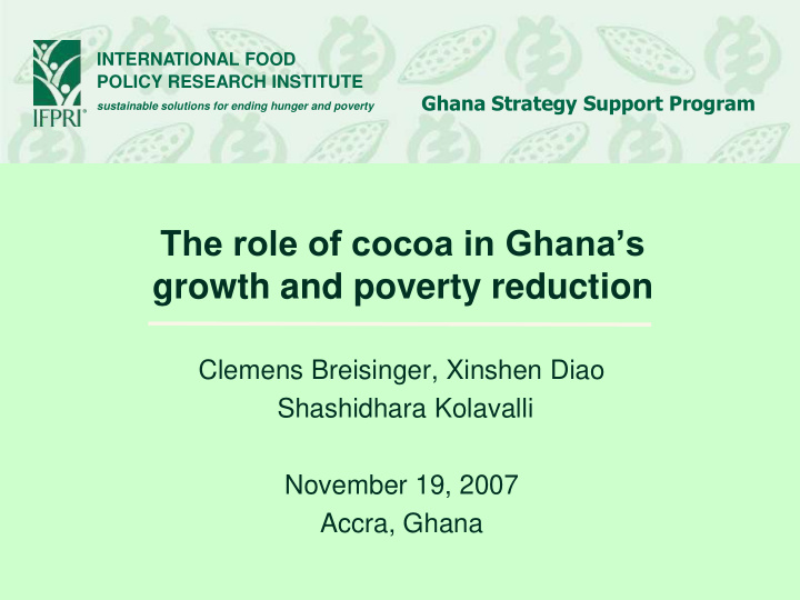 the role of cocoa in ghana s growth and poverty reduction
