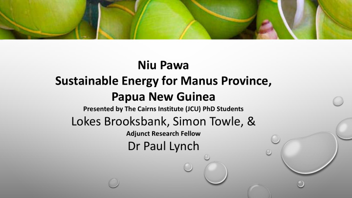 niu pawa sustainable energy for manus province papua new