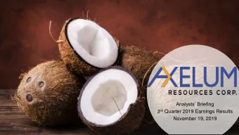 Analysts Briefing 3 rd Quarter 2019 Earnings Results  November 19, 2019  01  Key Financial