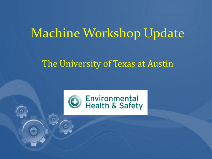 machine workshop update