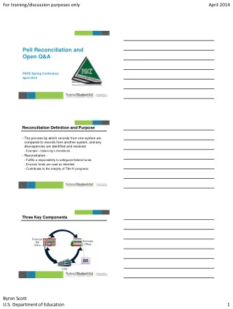 Pell Reconciliation and  Open Q&amp;A  PACE Spring Conference  April 2014  Reconciliation