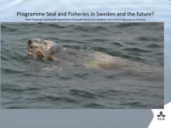 Programme Seal and Fisheries in Sweden and the future? Sven Gunnar Lunneryd Department of Aquatic