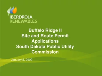 Buffalo Ridge II  Site and Route Permit  Applications  South Dakota Public Utility  Commission