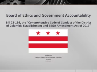 Board of Ethics and Government Accountability  Bill 22-136, the Comprehensive Code of Conduct of