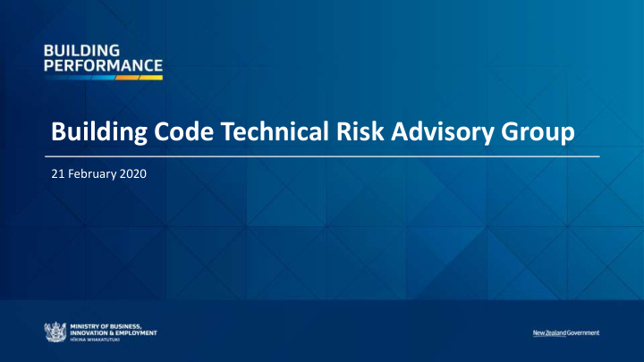 building code technical risk advisory group
