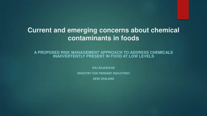 current and emerging concerns about chemical contaminants