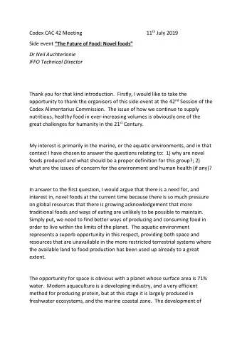 11 th July 2019  Codex CAC 42 Meeting Side event The Future of Food: Novel foods  Dr Neil
