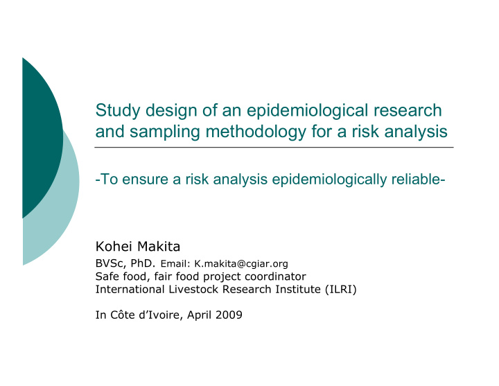 study design of an epidemiological research and sampling