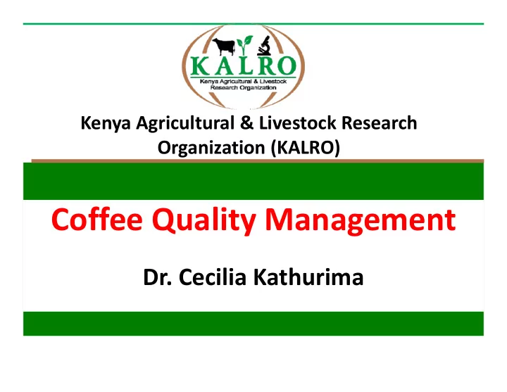 coffee quality management