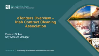eTenders Overview   Irish Contract Cleaning  Association  Eleanor Stokes  Key Account Manager