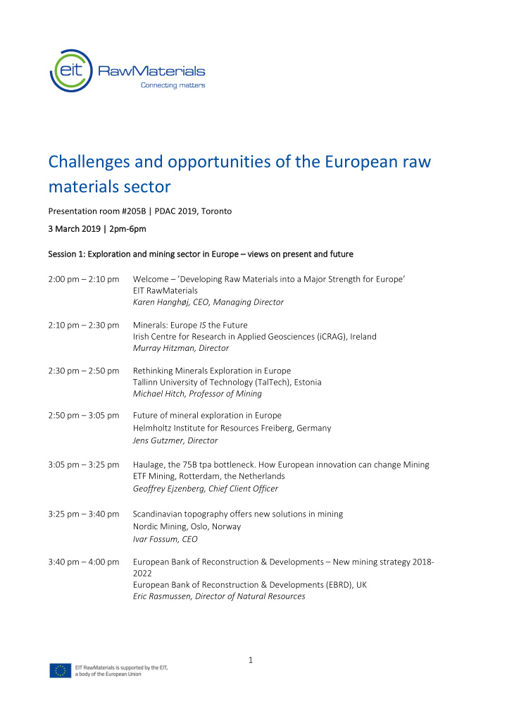 challenges and opportunities of the european raw