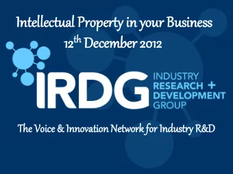 th December 2012  12  The  e Voic  ice &amp; In  Innovation Net  etwork fo  for In  Industry