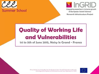 and Vulnerabilities  1st to 5th of June 2015, Noisy le Grand - France This project has received