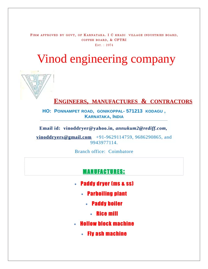 vinod engineering company