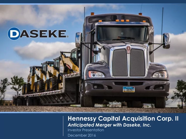 hennessy capital acquisition corp ii