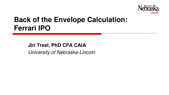 back of the envelope calculation ferrari ipo