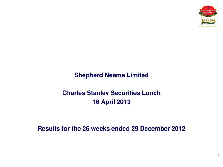 shepherd neame limited charles stanley securities lunch