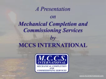on  Mechanical Completion and  Commissioning Services  by  MCCS INTERNATIONAL