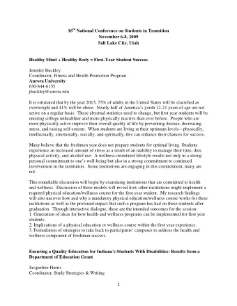 16 th National Conference on Students in Transition  November 6-8, 2009  Salt Lake City, Utah