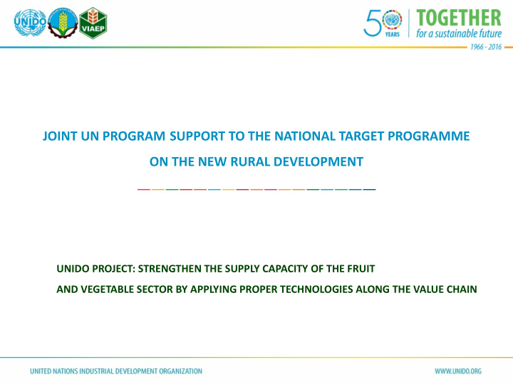 joint un program support to the national target programme