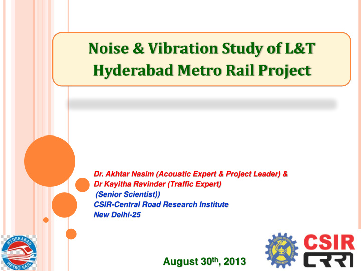 noise amp vibration study of l amp t hyderabad metro rail