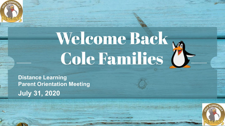 welcome back cole families