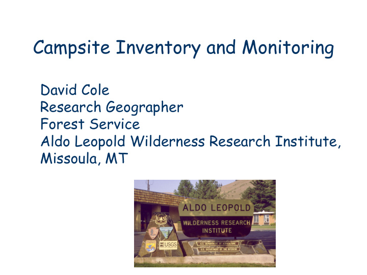 campsite inventory and monitoring
