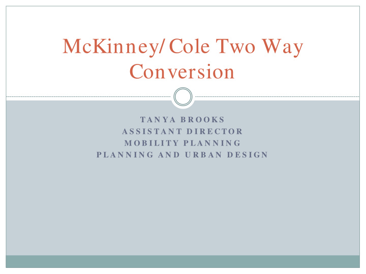 mckinney cole two way conversion
