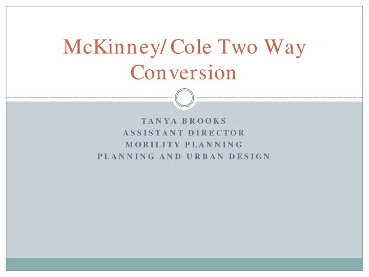 mckinney cole two way conversion