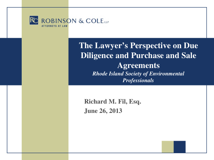 the lawyer s perspective on due diligence and purchase