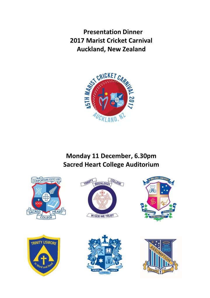 presentation dinner 2017 marist cricket carnival auckland