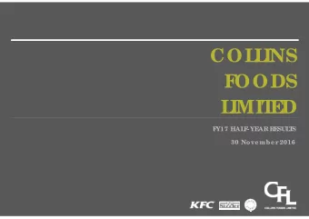 COL  L  INS  F  OODS  L  IMIT  E  D  F  Y17 HAL  F  -YE  AR RE  SUL  T  S  30 Nove mbe r  2016