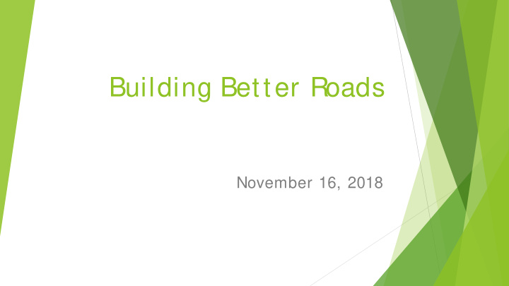 building better roads