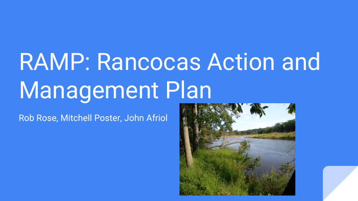 ramp rancocas action and management plan