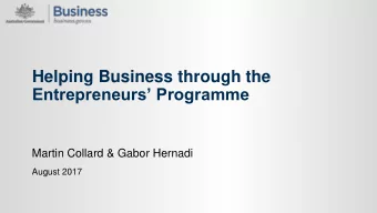 Entrepreneurs Programme  Martin Collard &amp; Gabor Hernadi  August 2017  Business Advisers