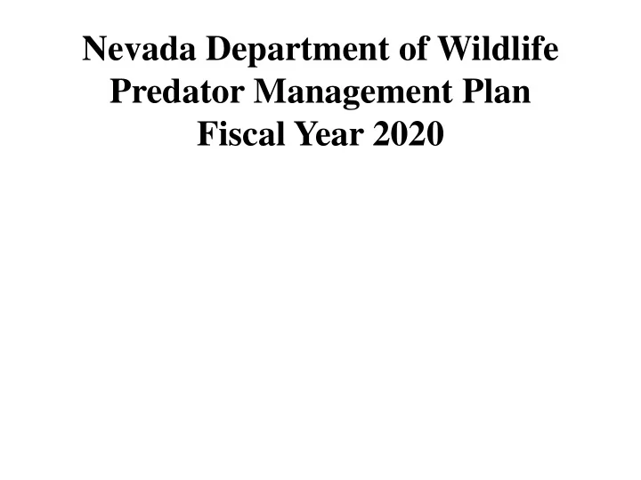 nevada department of wildlife