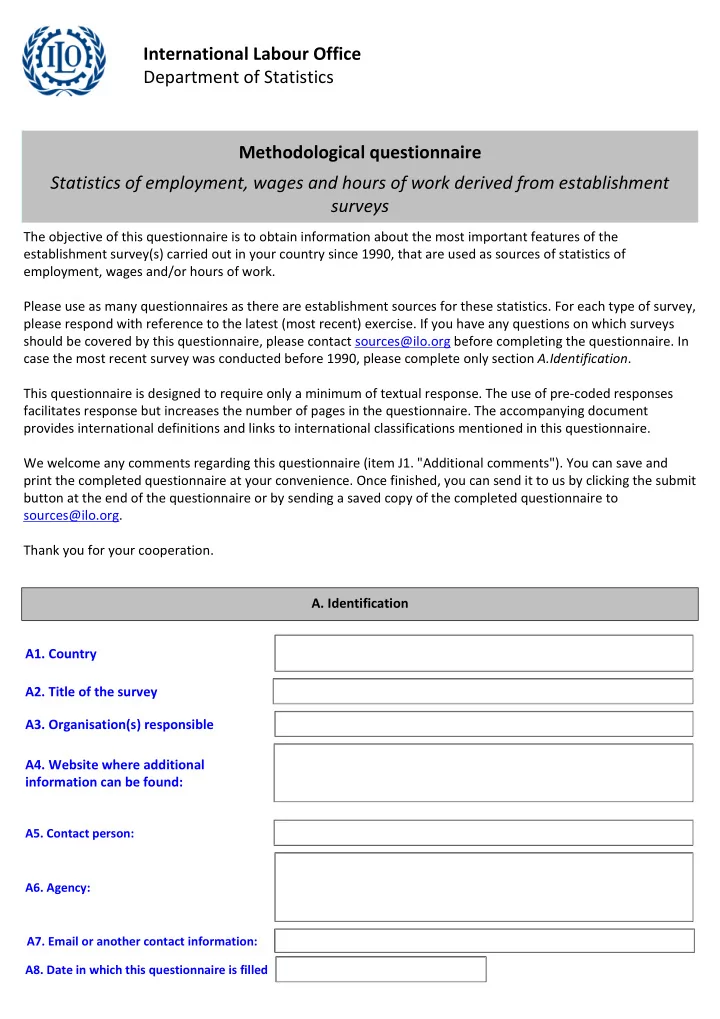 international labour office department of statistics