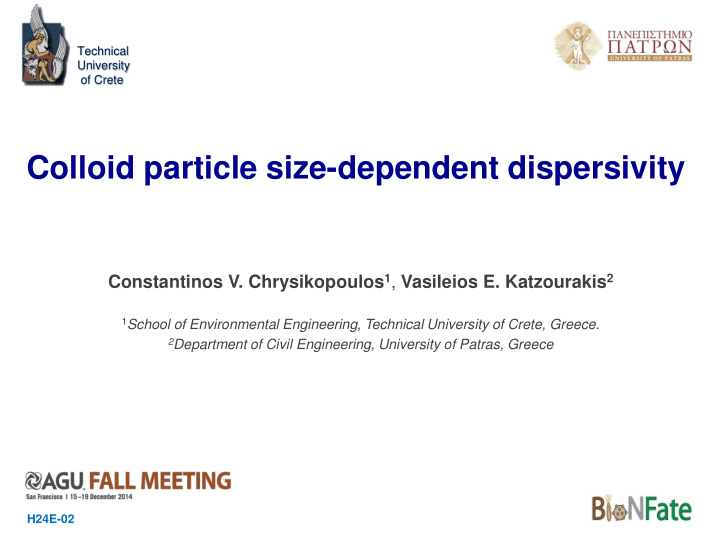 colloid particle size dependent dispersivity