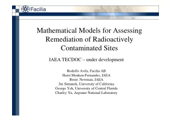 Mathematical Models for Assessing  Remediation of Radioactively  Contaminated Sites  IAEA TECDOC