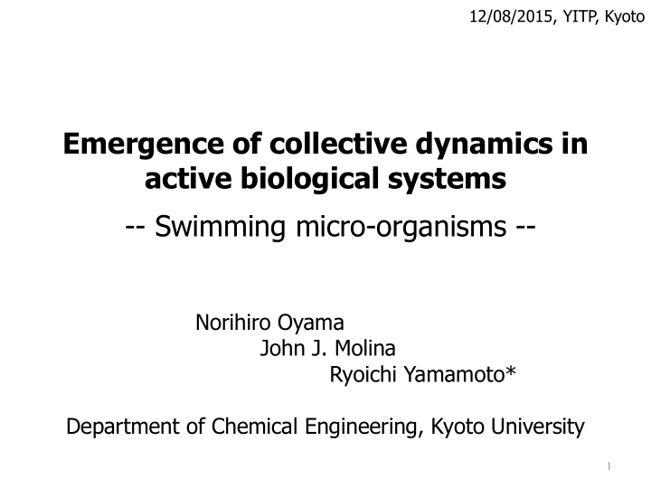emergence of collective dynamics in active biological