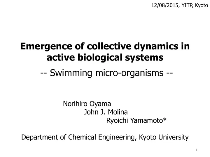 emergence of collective dynamics in active biological