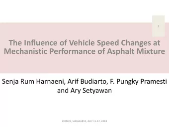 The Influence of Vehicle Speed Changes at  Mechanistic Performance of Asphalt Mixture  Senja Rum