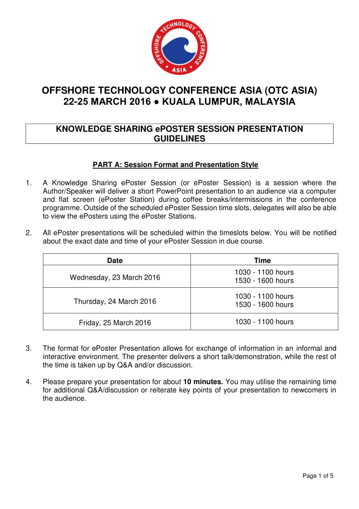 offshore technology conference asia otc asia 22 25 march